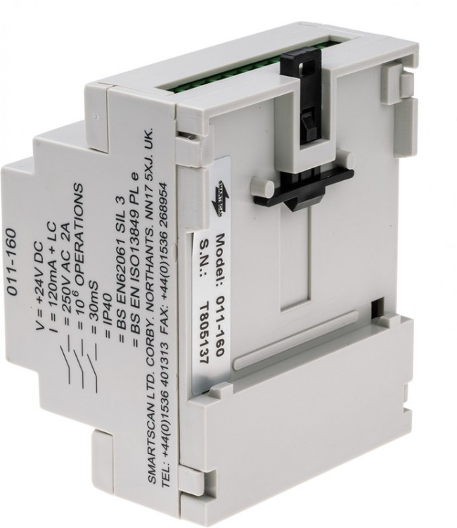 011-160, Dual-Channel Light Beam/Curtain Safety Relay, 24V dc, 2 Safety Contacts