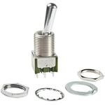 M2025B2B1W01, Switch Toggle ON None (ON) DPDT Large Bat Lever Solder Lug 6A 250VAC 30VDC Panel Mount with Threads