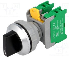 SS30-2-O-BK, Переключатель: поворотный, Фикс.пол: 3, NO x2, 30мм, черный, IP65