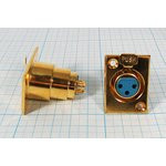 Разъем микрофонный XLR розетка, контакты 3P, монтаж на блок фланец 2 отверстия, MC914G-3P