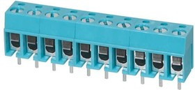 TB001-500-10BE, Fixed Terminal Blocks Terminal block, screw type, 5.00 , horizontal, 10 poles, CUI Blue, slotted screw, PCB mount