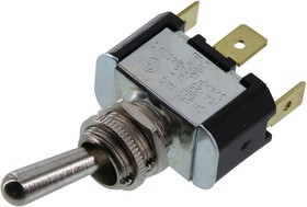 2FB53-73/TABS, Toggle Switches 1-pole, ON - None - ON, 10A/15A 250VAC/125VAC 3/4 HP, Non-Illuminated Bat Style Toggle Switch with .250 Tab