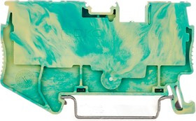 VPR-2.5-TWIN-PE-YG, Клемма заземления , зажим push-in, 3 точки подключения, 2.5 кв.мм