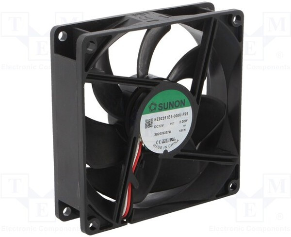 EE92251B1-F99-A, Вентилятор осевой, 12ВDC, 92x92x25мм, 87,48м3/ч, 34дБА EE92251B1-F99-A, Вентилятор осевой, 12ВDC, 92x92x25мм, 87,48м3/ч, 34дБА