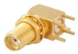 32K246-400L5, RF Connector, SMA, Brass, Socket, Right Angle, 50Ohm, Soldering