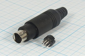 Разъем (miniDIN) MDC-0019.0\MDC- 013.9P\[S-VHS] вилка, контакты 9P, монтаж на кабель, пластик хвост, MDC-0019.0\MDC- 013.9P\[S-VHS]