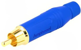 ACPR-BLU, Вилка, RCA, "папа", прямой, пайка, синий, позолота, на провод, 3-7мм
