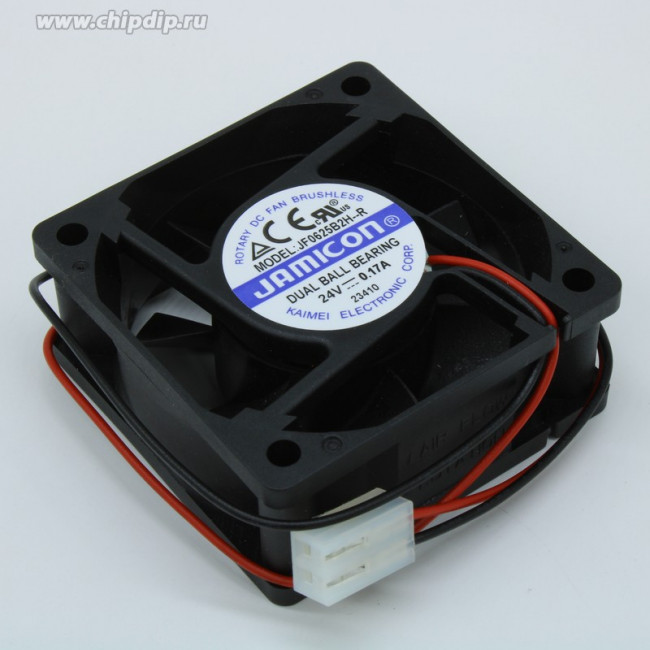 JF0625B2H--R (JF0625B2H-001C066R) (4500RPM) 24V/0,17A (60х60х25) B(подшипник) CFM21,44/dBA34,1 Jamicon вентилятор с разъемом 2 конт.MOLEX 52