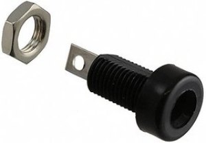 108-0903-001, Blk Nylon 6/6 Banana Jack, 7000V RMS 15A 108-0903-001, Blk Nylon 6/6 Banana Jack, 7000V RMS 15A
