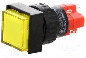 V16F-11-230Y, Переключатель: кнопочный, Пол: 2, SPDT, 3A/250ВAC, 2A/24ВDC, IP40