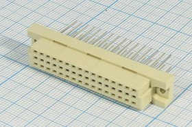 Розетка DIN41612 на 48 гнёзд с неполным заполнением A+C=2x16=32HP, шаг 2.54мм; №10086 гн ПрС DIN41612\P2,54\ 48HP[A+C]\плат\ \D32-32F1WS