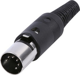 PS000178, Разъем DIN Аудио / Видео, 5 контакт(-ов), Штекер, Монтаж на Кабель, Пайка