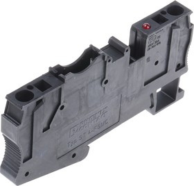 3036505, ST 4-FSI/C-LED 24 Series Black Fused DIN Rail Terminal, Single-Level, Spring Clamp Termination