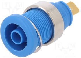 SEB2610F4.8BL, Гнездо, "банан" 4мм, 25А, 1кВDC, синий, позолота, винтами, 32мм