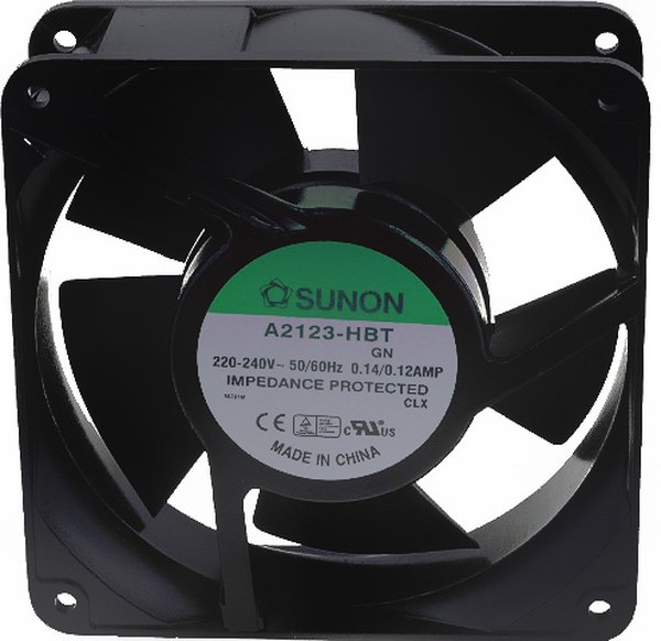 A2123HBT.GN, Вентилятор осевой, 230В AC, 120x120x38мм, подшипник качения, 165(±10%)куб.м/ч, 45дБА