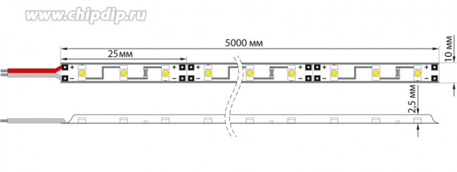 141-396, Лента светодиодная 12В, SMD2835, 9,6Вт/м, 120 LED/м, 3000K, 8мм, 5м, IP20