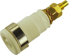 972354107, White Female Banana Socket, 4 mm Connector, Solder Termination, 32A, 1000V ac/dc, Gold