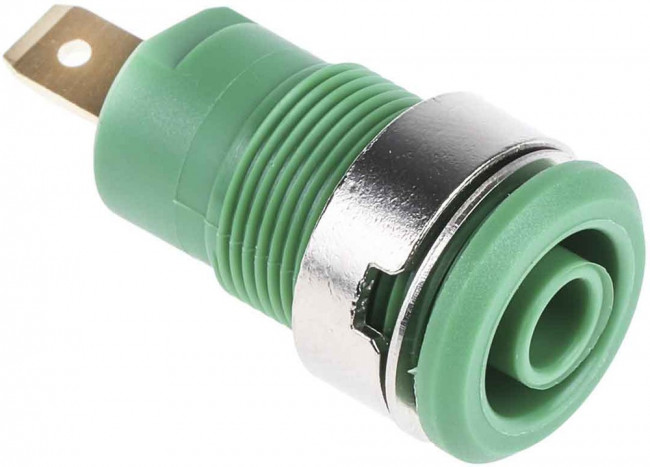 23.3000-25, Green Female Banana Socket, 4 mm Connector, Tab Termination, 24A, 1000V, Gold Plating
