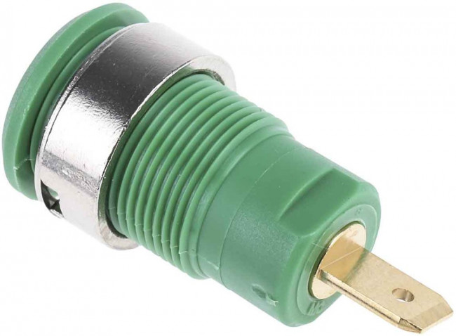 23.3000-25, Green Female Banana Socket, 4 mm Connector, Tab Termination, 24A, 1000V, Gold Plating