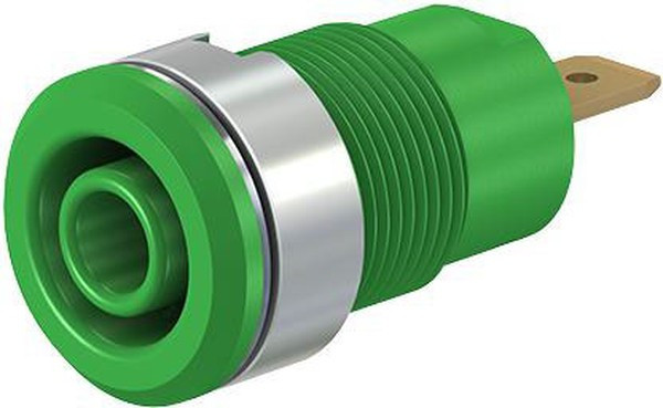 23.3000-25, Green Female Banana Socket, 4 mm Connector, Tab Termination, 24A, 1000V, Gold Plating