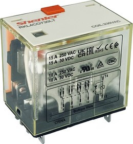 Силовые реле RKL4CO730LT, 4С (10A), 230VAC, LED + тест-кнопка