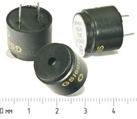 Излучатель звука магнитоэлектрический с генератором 1.5В, диаметр 16мм и непрерывный звук 2.2кГц; зг
