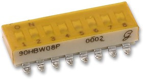 90HBW08PT, DIP Switches / SIP Switches DIP Switch SPST low Prof GullWing 8 Pos 90HBW08PT, DIP Switches / SIP Switches DIP Switch SPST low Prof GullWing 8 Pos