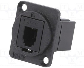 CP30228, Соединитель; FT; Конф: 4p4c; RJ9 гнездо,с обеих сторон; 19x24мм