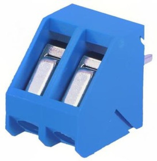 TB-5.0-K45-2/BL, Зажимная рейка для печатных плат, угловой 45°, 5мм, на PCB, 16А TB-5.0-K45-2/BL, Зажимная рейка для печатных плат, угловой 45°, 5мм, на PCB, 16А