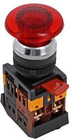 Кнопка AELA-22 "Грибок" красная с подсветкой NO+NC 220В EKF