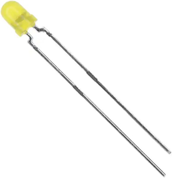 TLLY4400, LED; 3mm; yellow; 0.63?1.2mcd; 50°; Front: convex; 2.4?2.9V