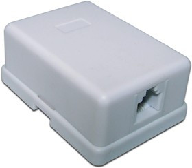 TWT-SS1-12-WH, Розетка настенная телефонная, 1 порт RJ12, белая, винтовая, SS1-12-WH