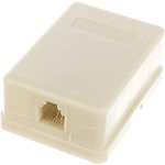 TWT-SS1-12-WH, Розетка настенная телефонная, 1 порт RJ12, белая, винтовая, SS1-12-WH