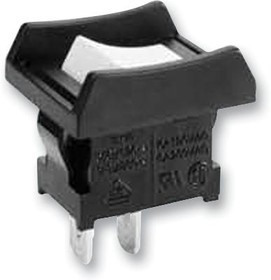 JWS11BAA, Клавишный переключатель, Выкл.-Вкл., SPST, Без Подсветки, Панель, Черный, Серия JWS Series