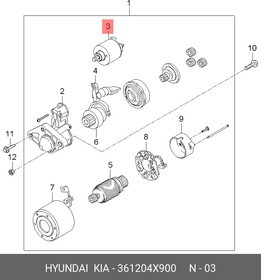 36120-4X900, Реле втягивающее KIA Bongo 3 (06-) (2.9-J3) OE