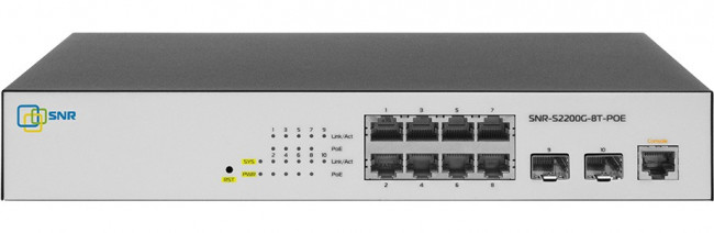 Коммутатор Управляемый Web Smart POE коммутатор уровня 2, 8 портов 10/100/1000BaseT, 2 порта 100/1000BaseX (SFP). POE 100W Коммутатор Управляемый Web Smart POE коммутатор уровня 2, 8 портов 10/100/1000BaseT, 2 порта 100/1000BaseX (SFP). POE 100W