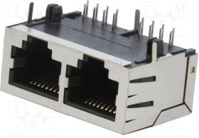 RJJU88242E9H002, Гнездо, RJ45, PIN: 8, Кат: 5, Конф: 8p8c, THT, угловой