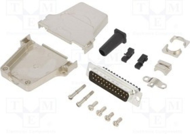 DTZFRG-25MSSC, D-Sub; PIN: 25; male; straight; screw terminal; for cable; UNC 4-40