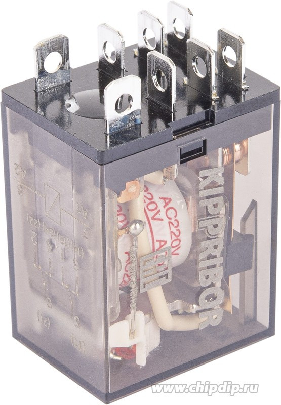 REP-207.AL, Реле 2 пер. 220VAC, 10A/ 250VAC со светодиодом