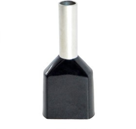 Наконечник штыревой втулочный изолированный KTE 2x1.5-8 2x1,5мм2/L=8мм/Чёрный (упак=500 шт.)