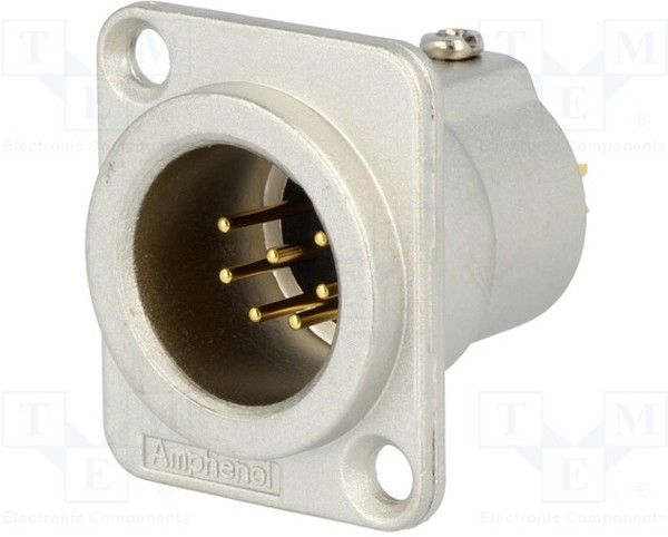 AC7MDZ, XLR Connectors 7 Pole XLR Male Chassis Mount D Type Machined Contacts Nickel Finish AC7MDZ, XLR Connectors 7 Pole XLR Male Chassis Mount D Type Machined Contacts Nickel Finish