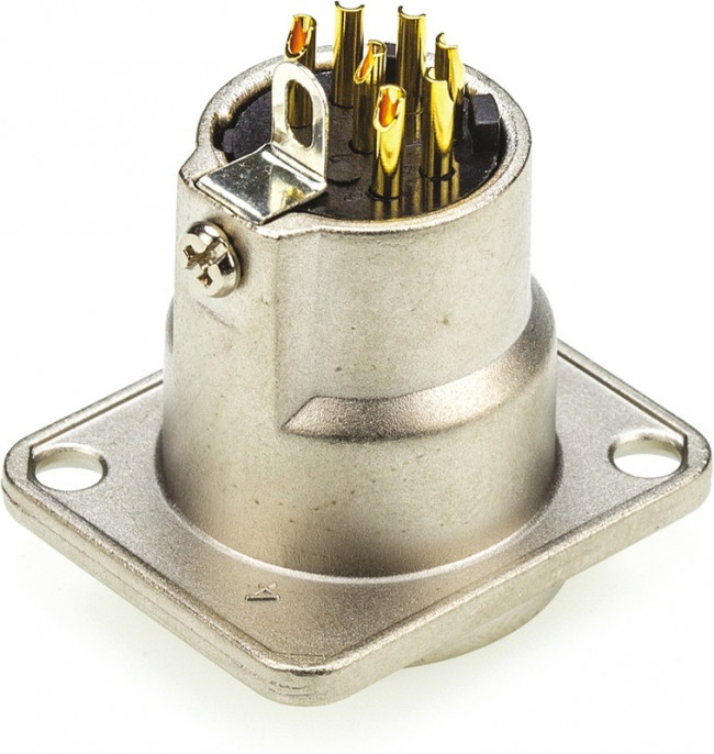 AC7MDZ, XLR Connectors 7 Pole XLR Male Chassis Mount D Type Machined Contacts Nickel Finish AC7MDZ, XLR Connectors 7 Pole XLR Male Chassis Mount D Type Machined Contacts Nickel Finish