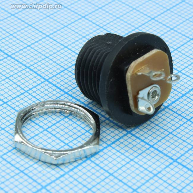 L-KLS1-DC-022A-2.5, штыревой 2.5мм (П) на блок / DJK-03B (разъем + гайка) (L-KLS1-DC-022A-2.5)