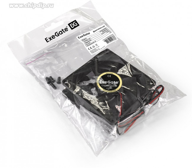 EX283381RUS, Вентилятор 12В DC ExeGate EX08025SM (80x80x25 мм, Sleeve bearing (подшипник скольжения), Molex, 2200RPM, 22.5dBA) EX283381RUS, Вентилятор 12В DC ExeGate EX08025SM (80x80x25 мм, Sleeve bearing (подшипник скольжения), Molex, 2200RPM, 22.5dBA)
