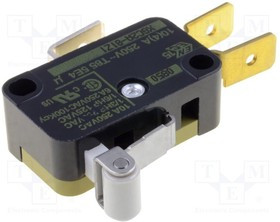 XGC2-88-S20Z1, Микропереключатель SNAP ACTION, с рычагом (с роликом), SPDT, 10A/250ВAC, коннекторы 6,3x0,8мм