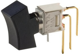 T101J6AVGE2, Клавишный переключатель, Вкл.-Никакой-Вкл., SPDT, Без Подсветки, Сквозное Отверстие, Черный