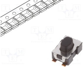 Y78B43224FP, Микропереключатель TACT, SPST-NO, Пол: 2, 0,05A/32ВDC, SMT, нет, 3Н Y78B43224FP, Микропереключатель TACT, SPST-NO, Пол: 2, 0,05A/32ВDC, SMT, нет, 3Н