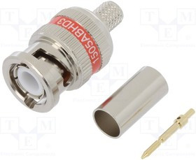 1505ABHD3, Вилка, BNC, "папа", 75Ом, RG59, обжим, на провод, позолота