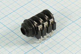 Гнездо Audio Jack стерео 6.3мм на плату; №2060 гн 6,3стерео\6P\плат М12\\ON-OFF\
