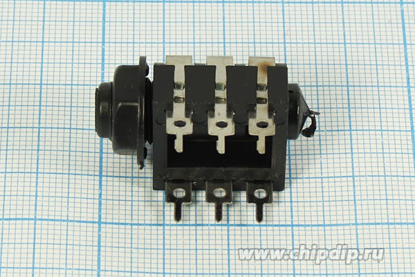 Гнездо Audio Jack стерео 6.3мм на плату; №2060 гн 6,3стерео\6P\плат М12\\ON-OFF\